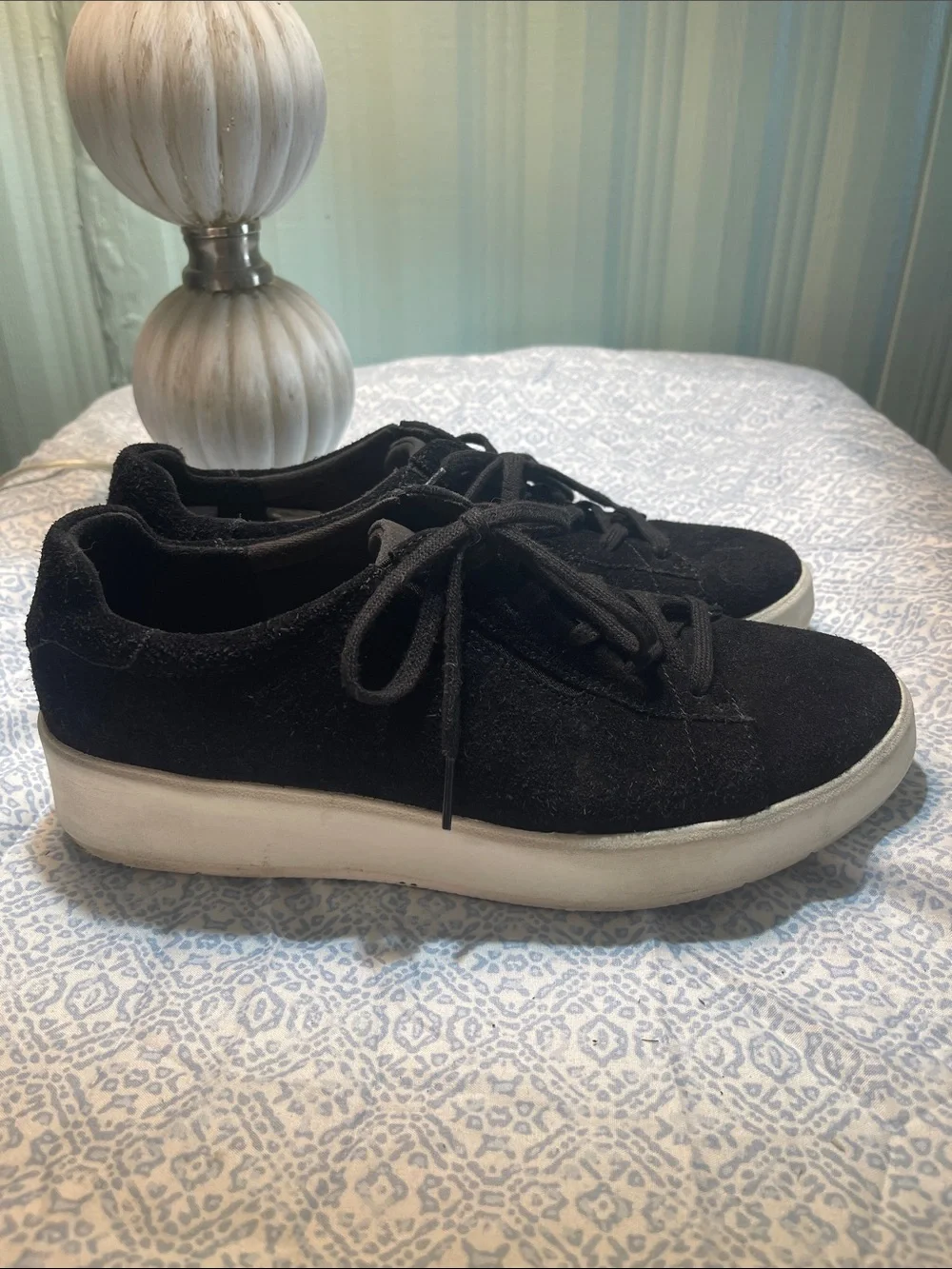 Clark’s Black Suede Lace-Up Sneakers - Women's Casual Shoes Size